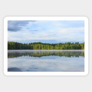 Summer lake scape at morning Sticker